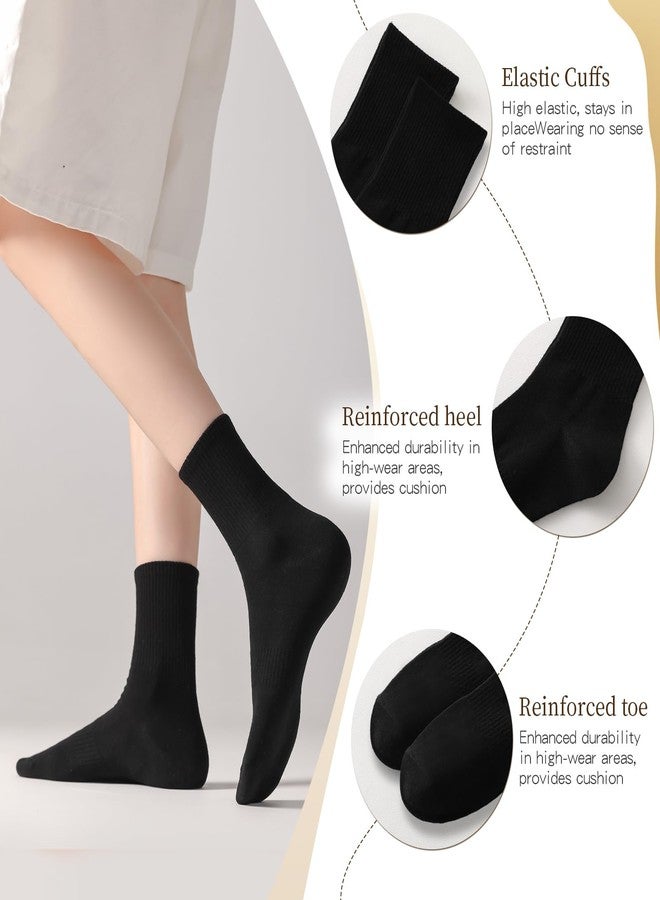 WindBreath Women's Crew Socks Cotton Casual Athletic Ankle Socks 6 Pairs (US, Numeric, 5, 9, Regular, Regular, Black) - Image 4